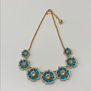 Kate Spade Statement Necklace Teal Gold Floral